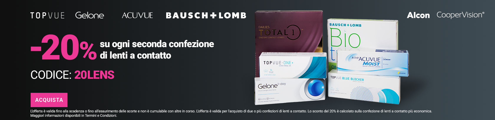 -20% sulla seconda confezione di lenti