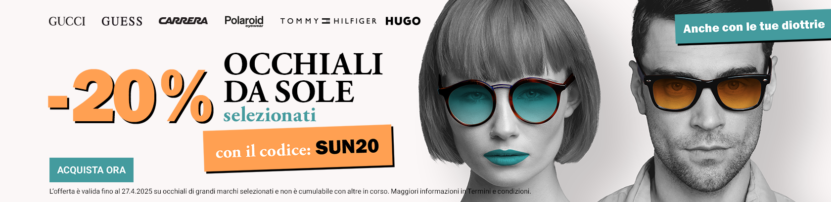 - 20% occhiali da sole