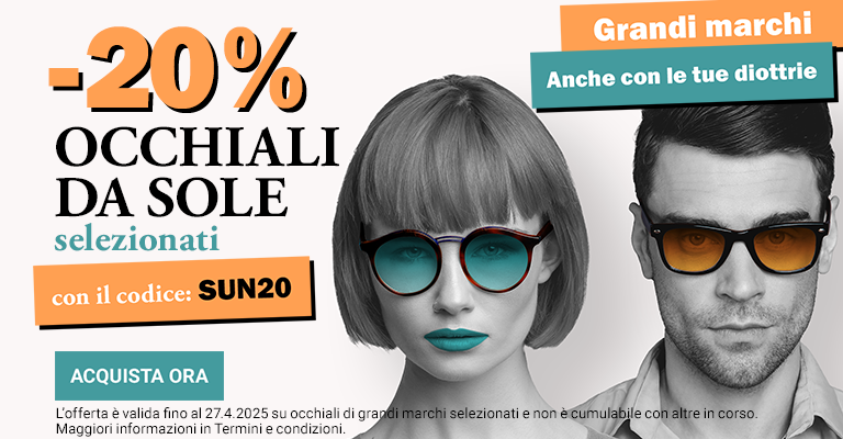 - 20% occhiali da sole