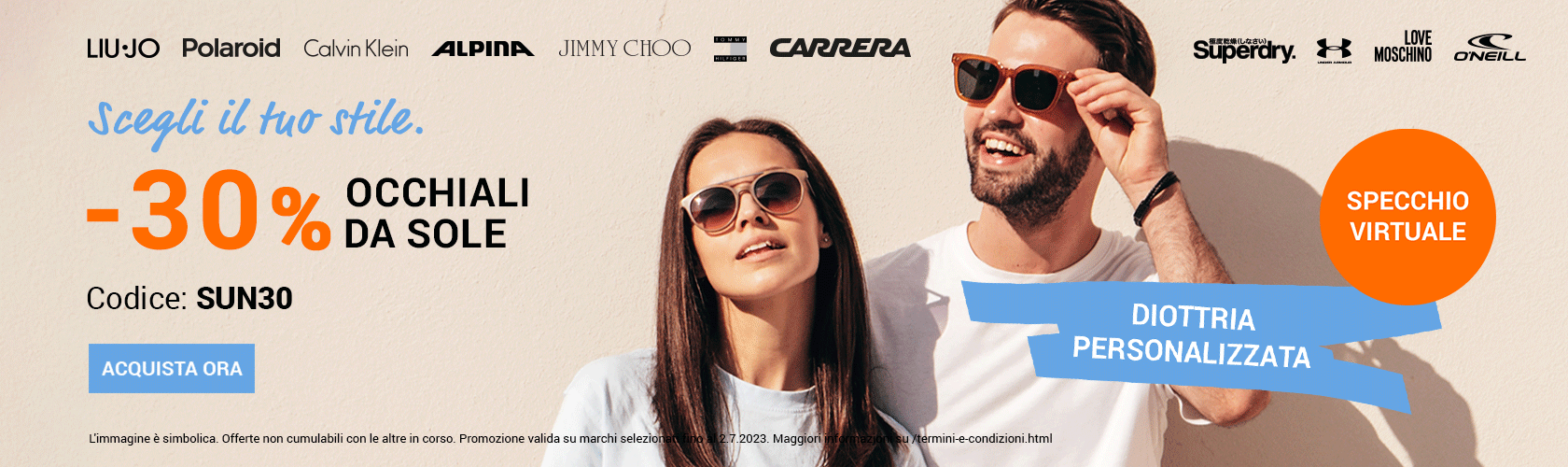 - 30% occhiali da sole