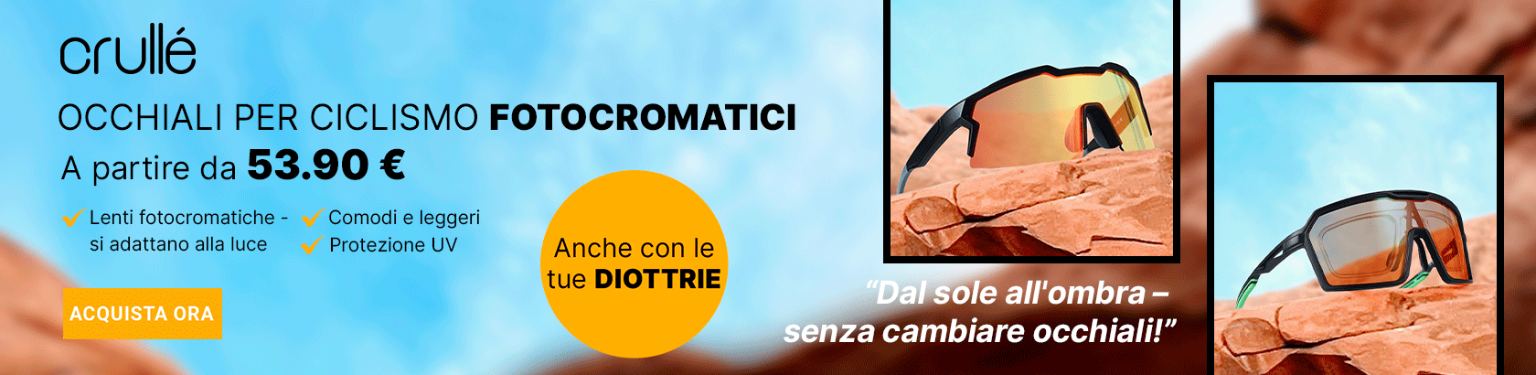 Crullé occhiali per ciclismo fotocromatici