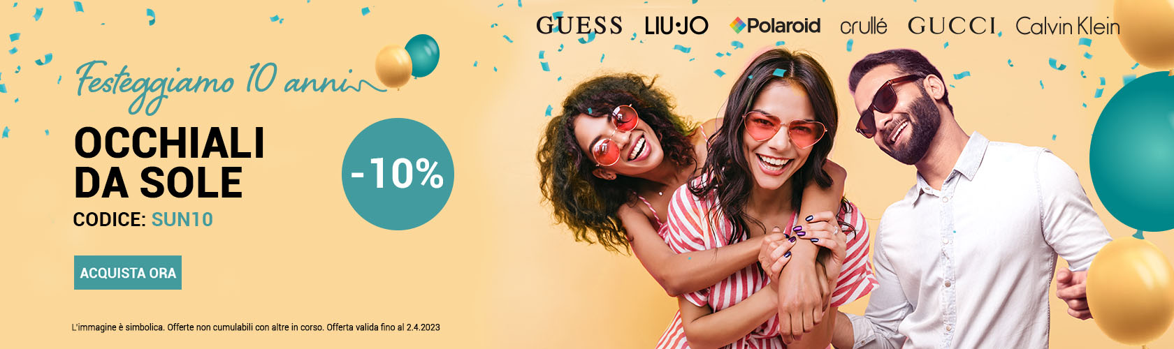 - 10% occhiali da sole